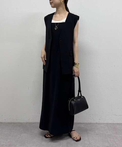 Loungedress ワンピース リネンライクキャミワンピース