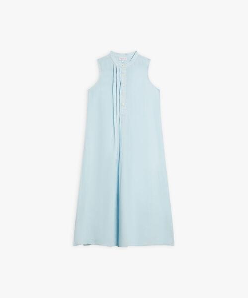 ワンピース リネン バンドカラー ノースリーブ ワンピース ”Tula”