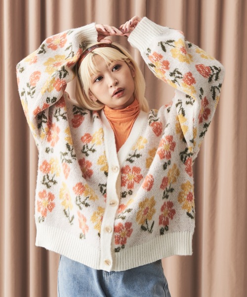 「MERLOT」 ニットカーディガン FREE ブルー レディース_画像5