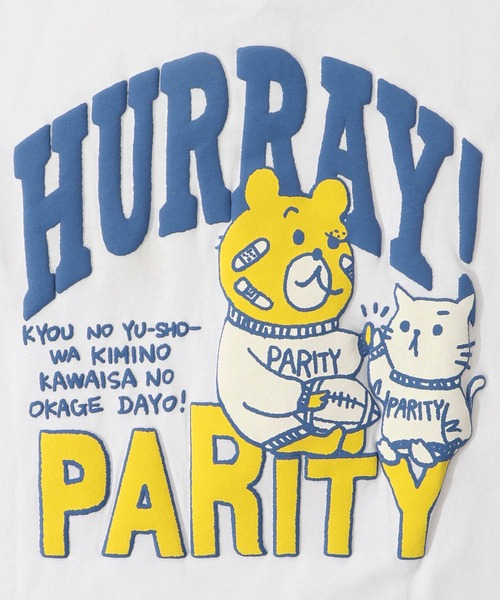 Tシャツ SALE ScoLar Parity スカラー パリティ 352110 クマとネコのアメフト柄 バック発泡プリントTシャツ ストリート 原宿系 個性的 ユニセックス ポイント ScoLar Parity tシャツ 352110：クマとネコのアメフト柄 バック