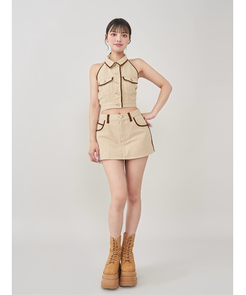 Darich（ダーリッチ） スウェードパイピングデニムトップス レディース