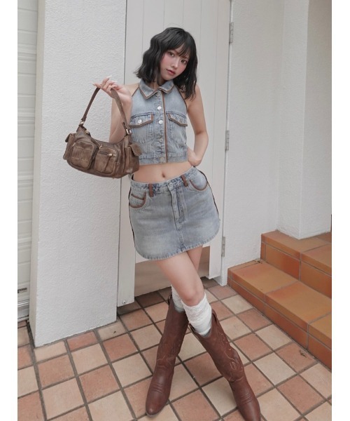 Darich スウェードパイピングデニムトップス レディース