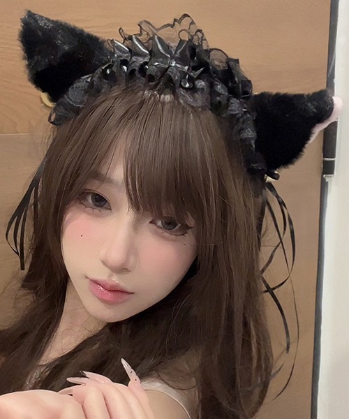 c.u.l カチューシャ フリル ふわもこ 猫耳 ヘアバンド カチューシャ
