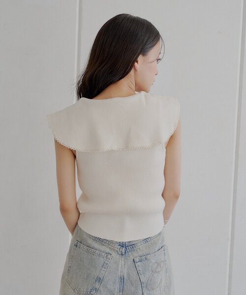 chico セーラーノースリベスト 新品未使用 Chico ニット セーター 「SALON by Chico/4色展開」セーラー