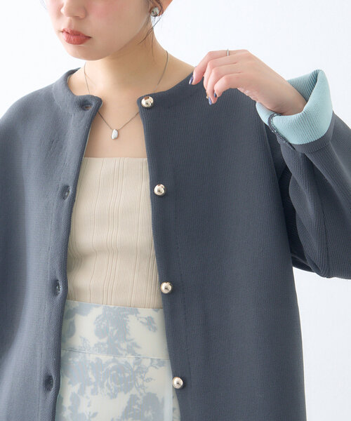 「natural couture」 ニットカーディガン FREE チャコールグレー レディース