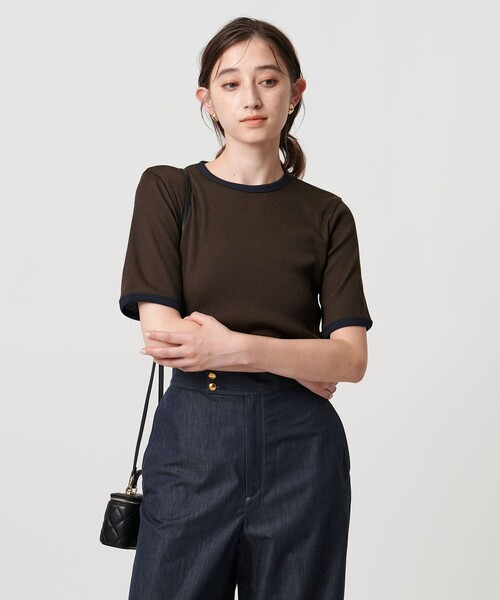 UNITED ARROWS tシャツ リブバイカラーパイピング ショート