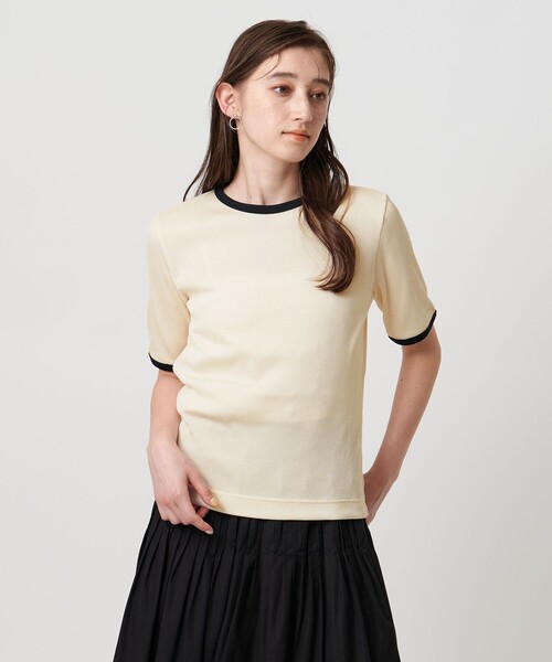 UNITED ARROWS tシャツ リブバイカラーパイピング ショート