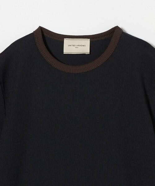 UNITED ARROWS tシャツ リブバイカラーパイピング ショート