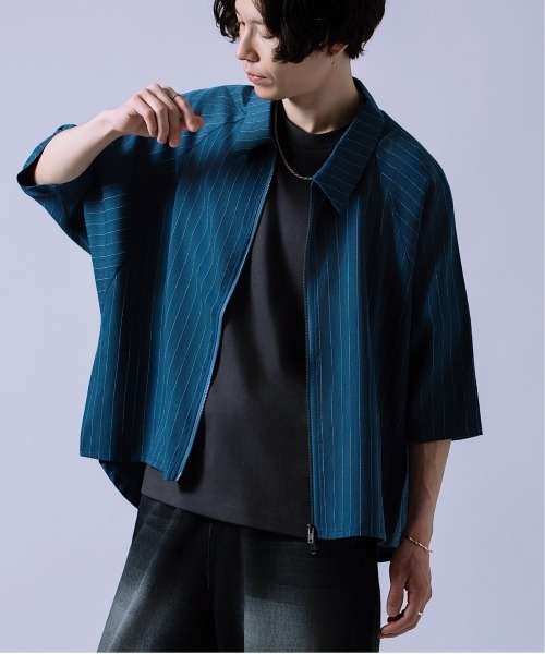 FOREVER 21 ストライプ 半袖シャツ　カラフル　L FOREVER 21 - Forever21 ストライプシャツ ブルー Sの通販 by