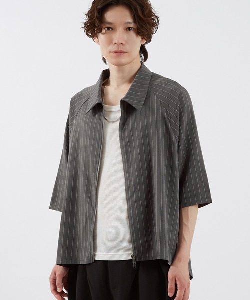 improves（インプローブス） シャツ ピンストライプ ジップアップ 半袖