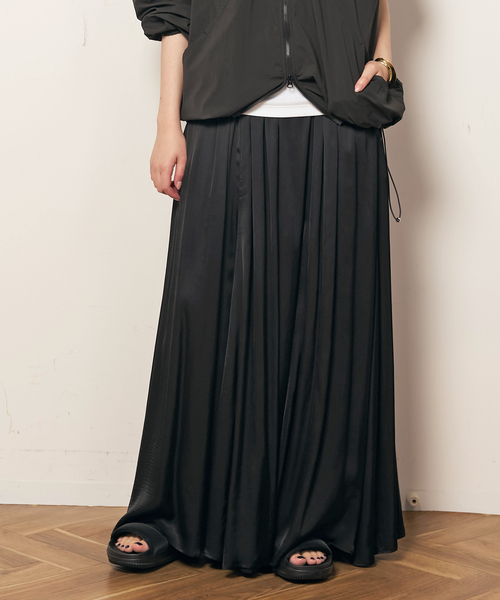 エーピーストゥディオ AP STUDIO 19SS サテンギャザースカート ロング