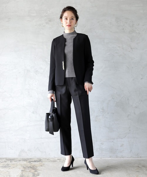 「WHITE JOOLA」 ノーカラージャケット SS グレイッシュベージュ レディース