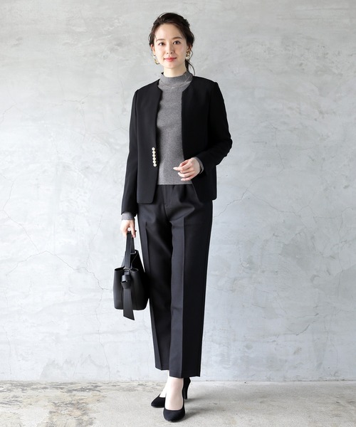 「WHITE JOOLA」 ノーカラージャケット SS グレイッシュベージュ レディース