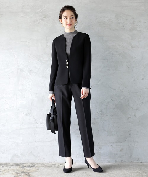 「WHITE JOOLA」 ノーカラージャケット SS グレイッシュベージュ レディース