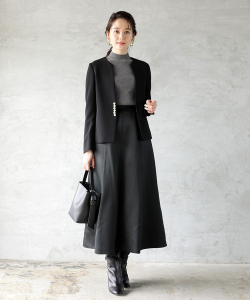 「WHITE JOOLA」 ノーカラージャケット SS グレイッシュベージュ レディース