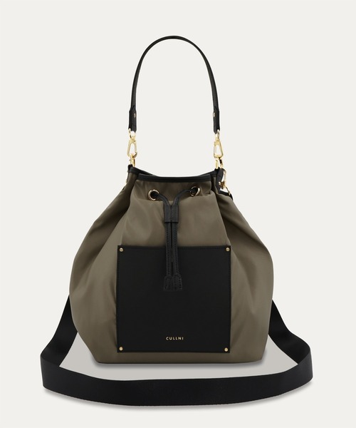 ショルダーバッグ Leather Pocket High Count Taffeta Drawstring Bag メンズ レディースの画像