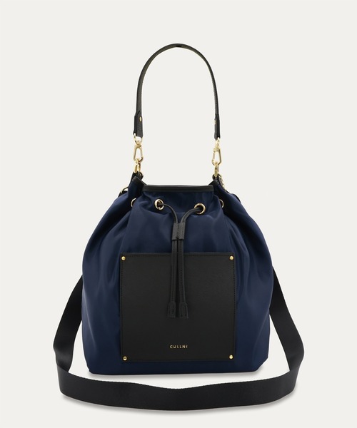 ショルダーバッグ Leather Pocket High Count Taffeta Drawstring Bag メンズ レディースの画像