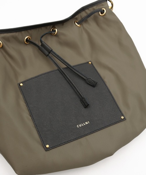 ショルダーバッグ Leather Pocket High Count Taffeta Drawstring Bag メンズ レディースの画像