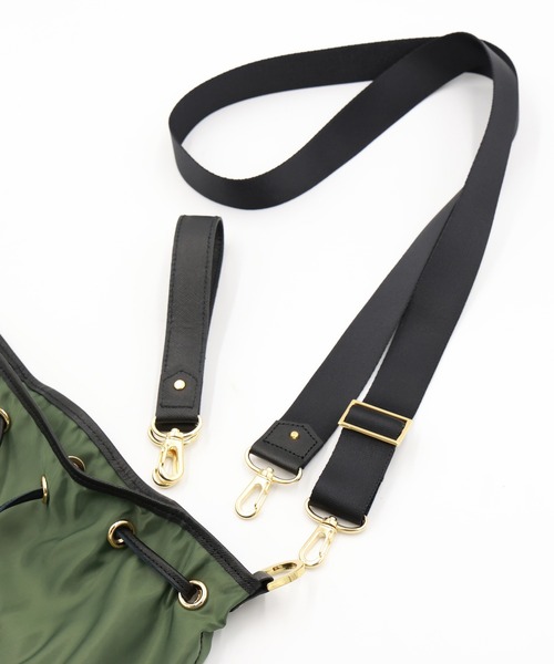 ショルダーバッグ Leather Pocket High Count Taffeta Drawstring Bag メンズ レディースの画像