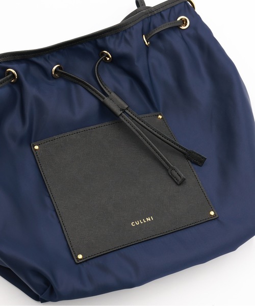 ショルダーバッグ Leather Pocket High Count Taffeta Drawstring Bag メンズ レディースの画像