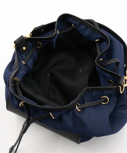 ショルダーバッグ Leather Pocket High Count Taffeta Drawstring Bag メンズ レディースの画像
