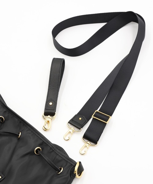 ショルダーバッグ Leather Pocket High Count Taffeta Drawstring Bag メンズ レディースの画像