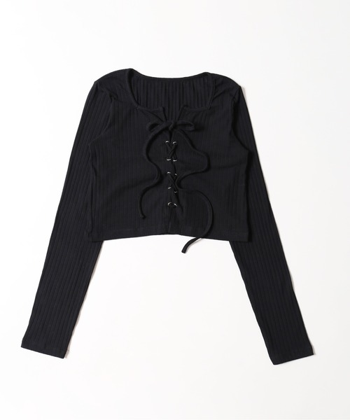 d.i.a.背中レースアップTシャツ Honeys（ハニーズ） tシャツ レースアップトップス レディース