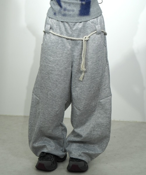 ワイドパンツ スウェットパンツ ジャージ 「Nerd out XU」waist rope
