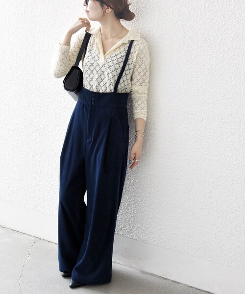 SHIPS any パンツ any:「手洗い可能」コーデュロイ サスペンダー付