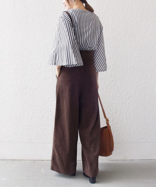 SHIPS any ワイドパンツ パンツ any:「手洗い可能」コーデュロイ