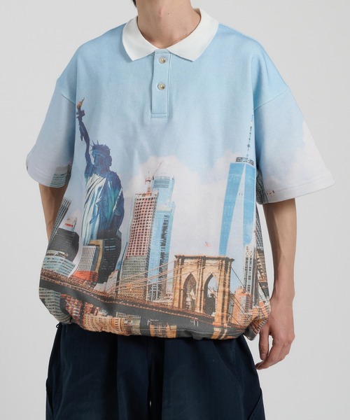 「Perushu」 半袖ポロシャツ MEDIUM ブルー メンズ_画像5