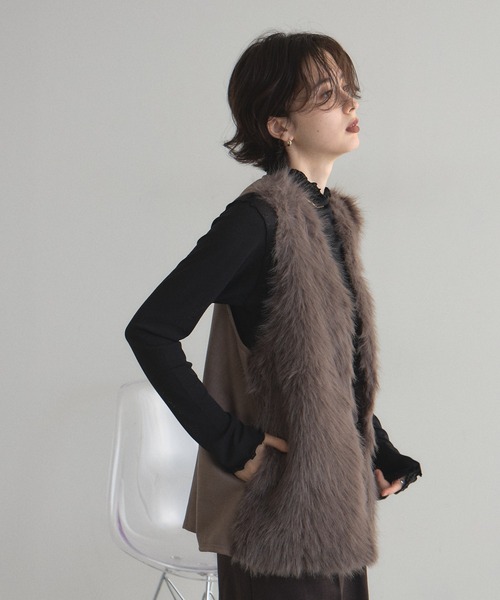 完売品！！シェリエのファーベスト(たいがまま) Riff（リフ） ベスト ジレ ファーベスト レディース : ZOZOTOWN Yahoo