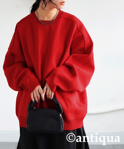 「antiqua」 長袖ニット P レッド レディース_画像6