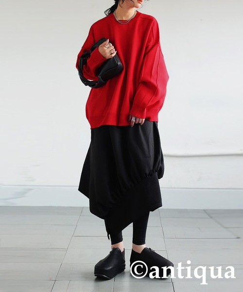「antiqua」 長袖ニット P レッド レディース_画像8