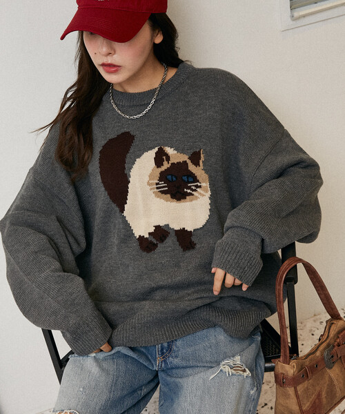 オープニングセレモニー　キャットニット MacMahon Knitting Mills Crew Neck Knit-Cat Gatherin（ニット