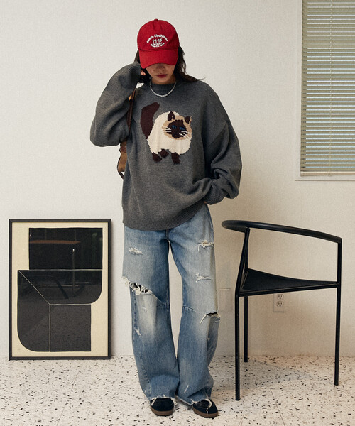 PUBLUX（パブリュクス） ニット セーター Various キャット デザイン