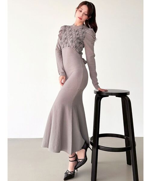 新品タグ付✨リゼクシー RESEXXY マーメイドニットワンピース バイカラーツイードマーメイドニットワンピース[品番：MKSW0055805