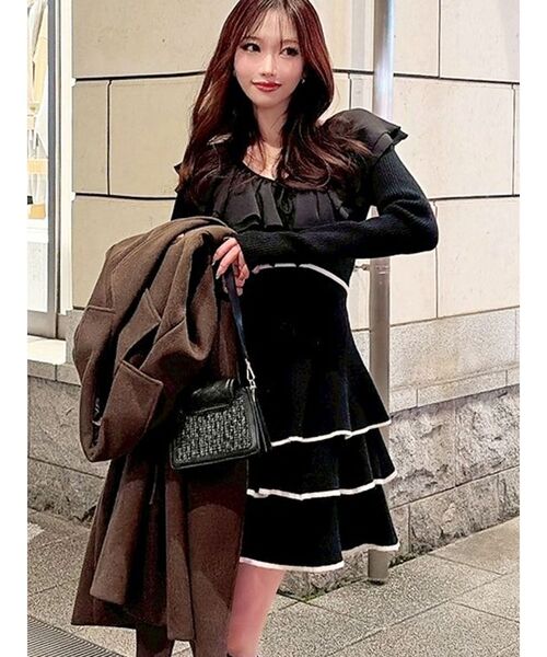 RESEXXY（リゼクシー） ワンピース ラッフルデザインミニニット