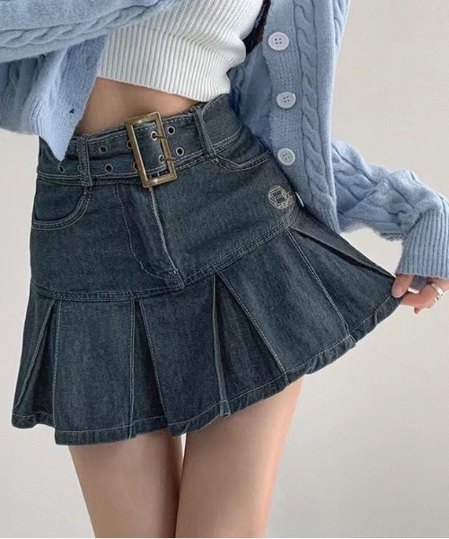 「BARELY BLUE」 ミニスカート S インディゴブルー レディース_画像3