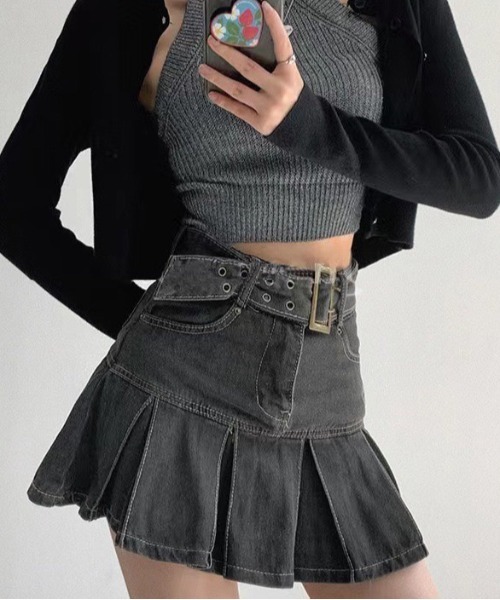 「BARELY BLUE」 ミニスカート S インディゴブルー レディース_画像7
