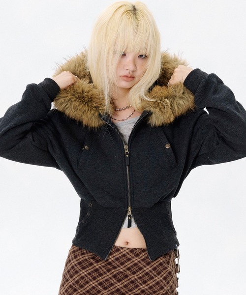 パーカー 「runningHIGH」FUR ZIP UP HOODIE / 「ランニングハイ」ファージップアップパーカー レディース