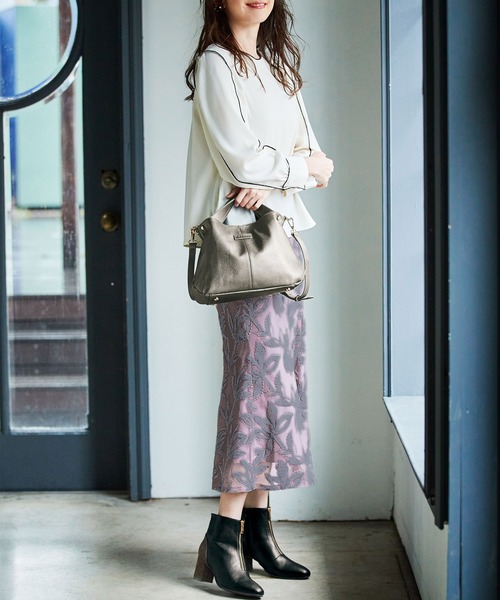 「RANAN」 ロングスカート LL チャコール レディース_画像2