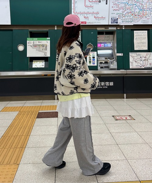 PILIT ブルゾン アウター 「リバーシブル」花柄ボアブルゾン