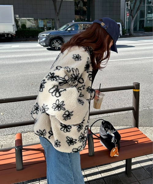 PILIT ブルゾン アウター 「リバーシブル」花柄ボアブルゾン