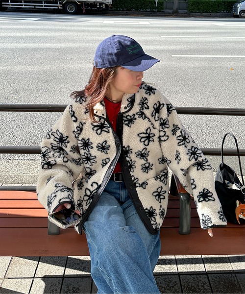 PILIT ブルゾン アウター 「リバーシブル」花柄ボアブルゾン