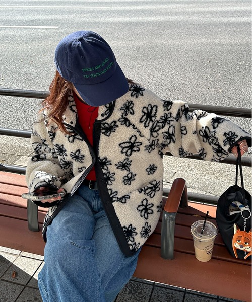 PILIT ブルゾン アウター 「リバーシブル」花柄ボアブルゾン