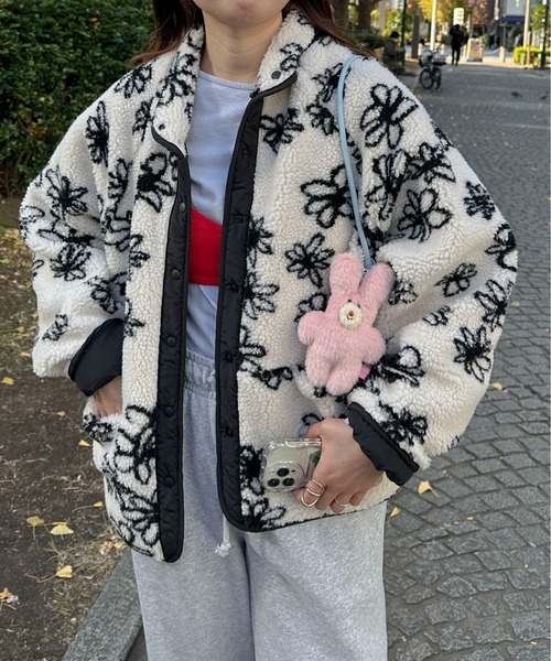 PILIT ブルゾン アウター 「リバーシブル」花柄ボアブルゾン