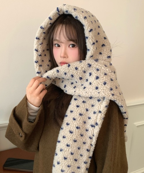 LACーVERT ニット帽 ニットキャップ マフラー付きバラクラバ