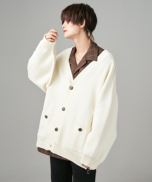 「ADRER」 ニットカーディガン SMALL ホワイト メンズの画像6