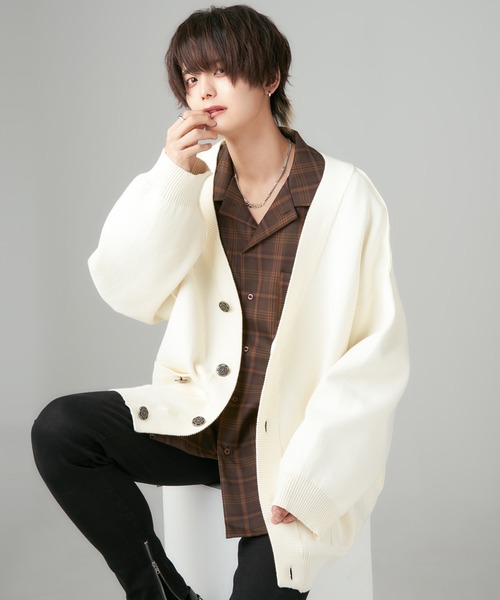 「ADRER」 ニットカーディガン SMALL ホワイト メンズの画像8